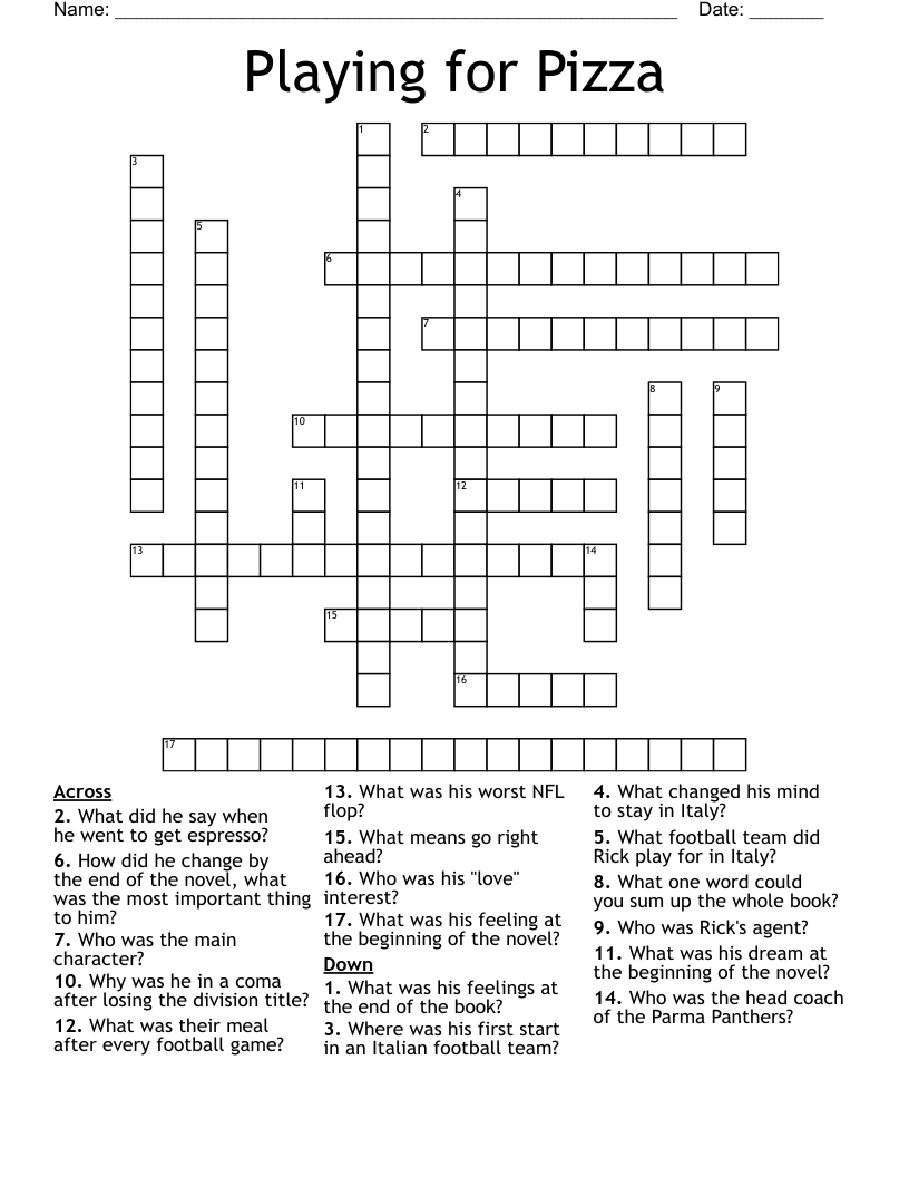 Playing for Pizza Crossword WordMint