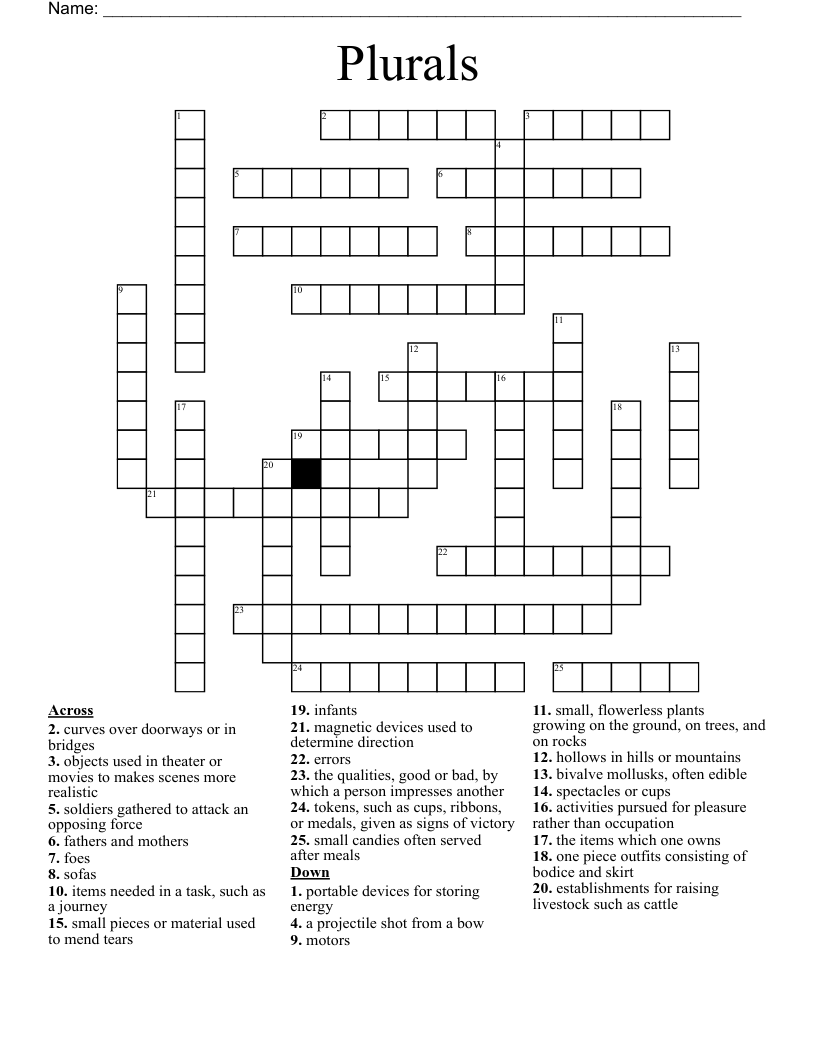Plurals Crossword WordMint