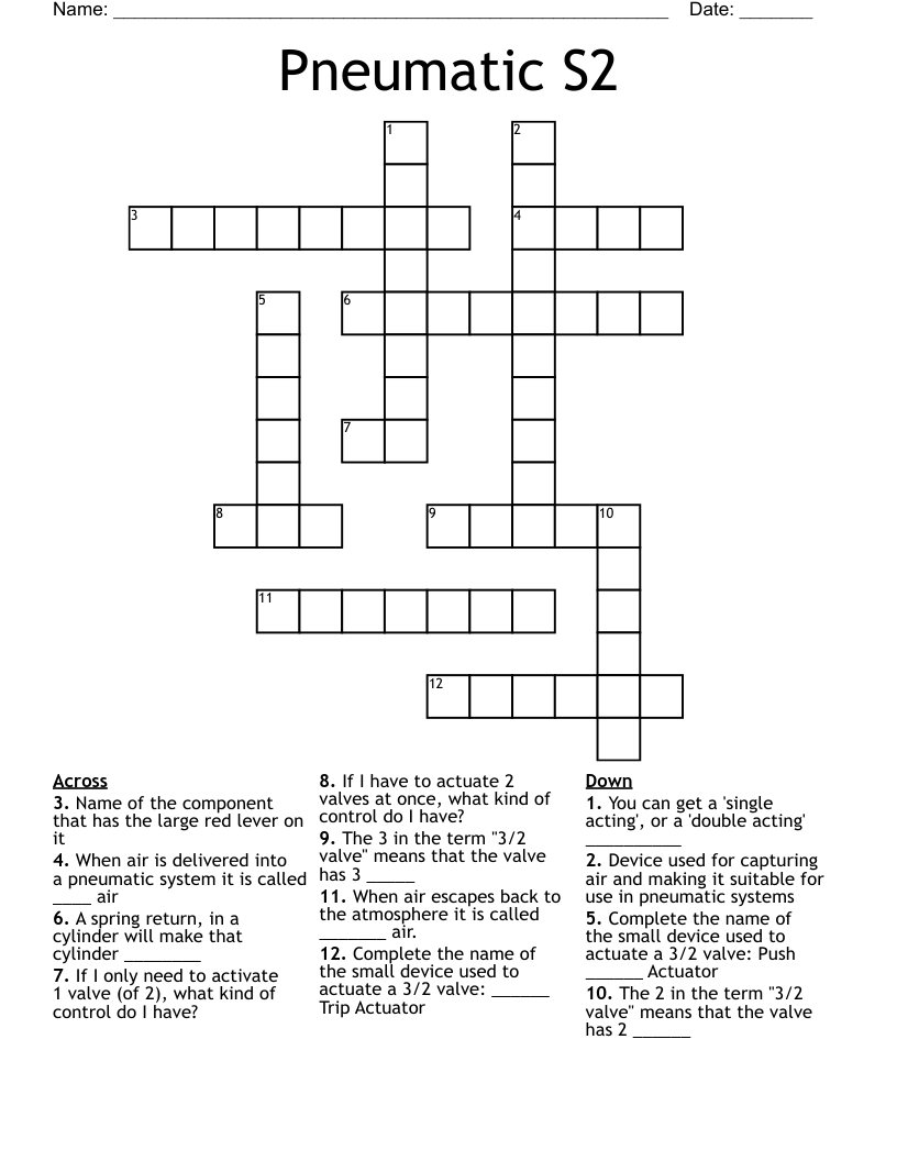 Pneumatic S2 Crossword WordMint