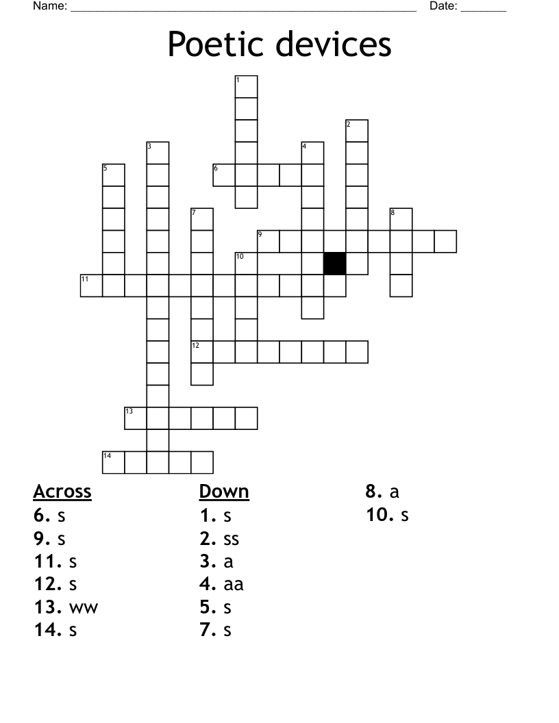 Poetic devices Crossword WordMint