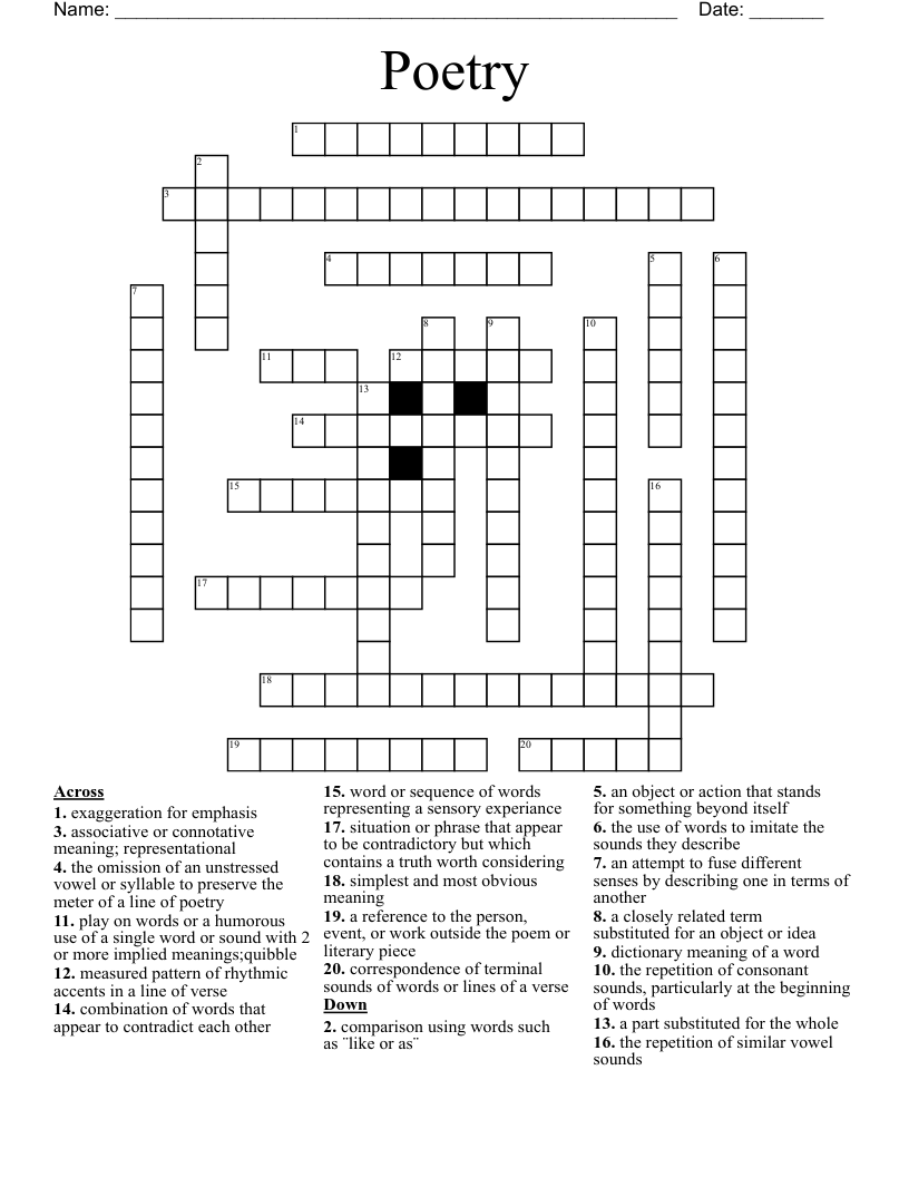 Poetry Crossword - WordMint
