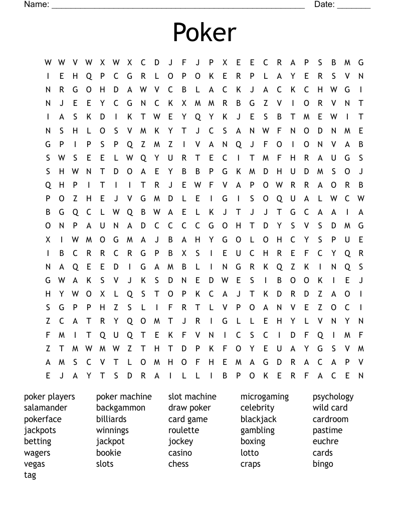 Poker Word Search WordMint