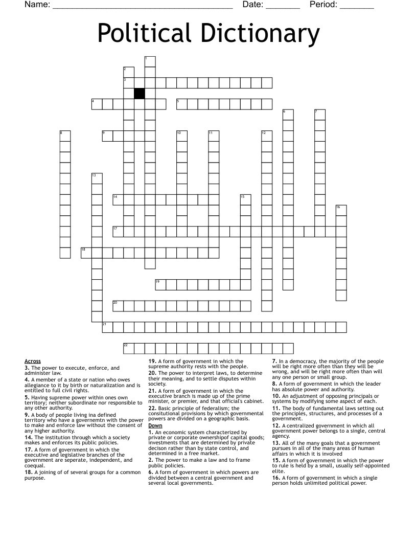 Political Dictionary Crossword WordMint