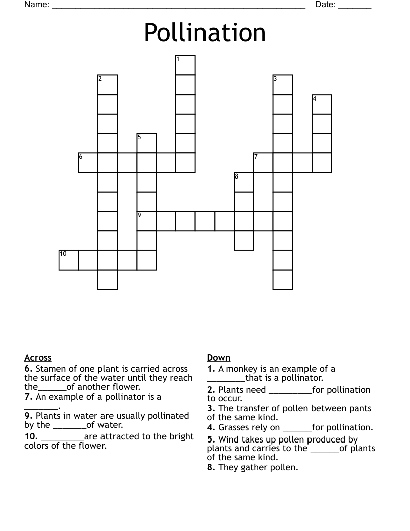 Pollination Crossword WordMint