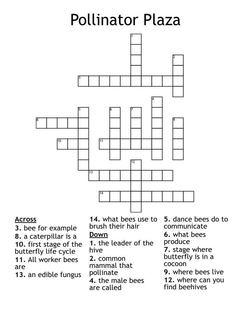 Pollinator Plaza Crossword WordMint