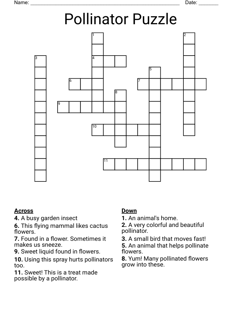 Pollinator Puzzle Crossword WordMint