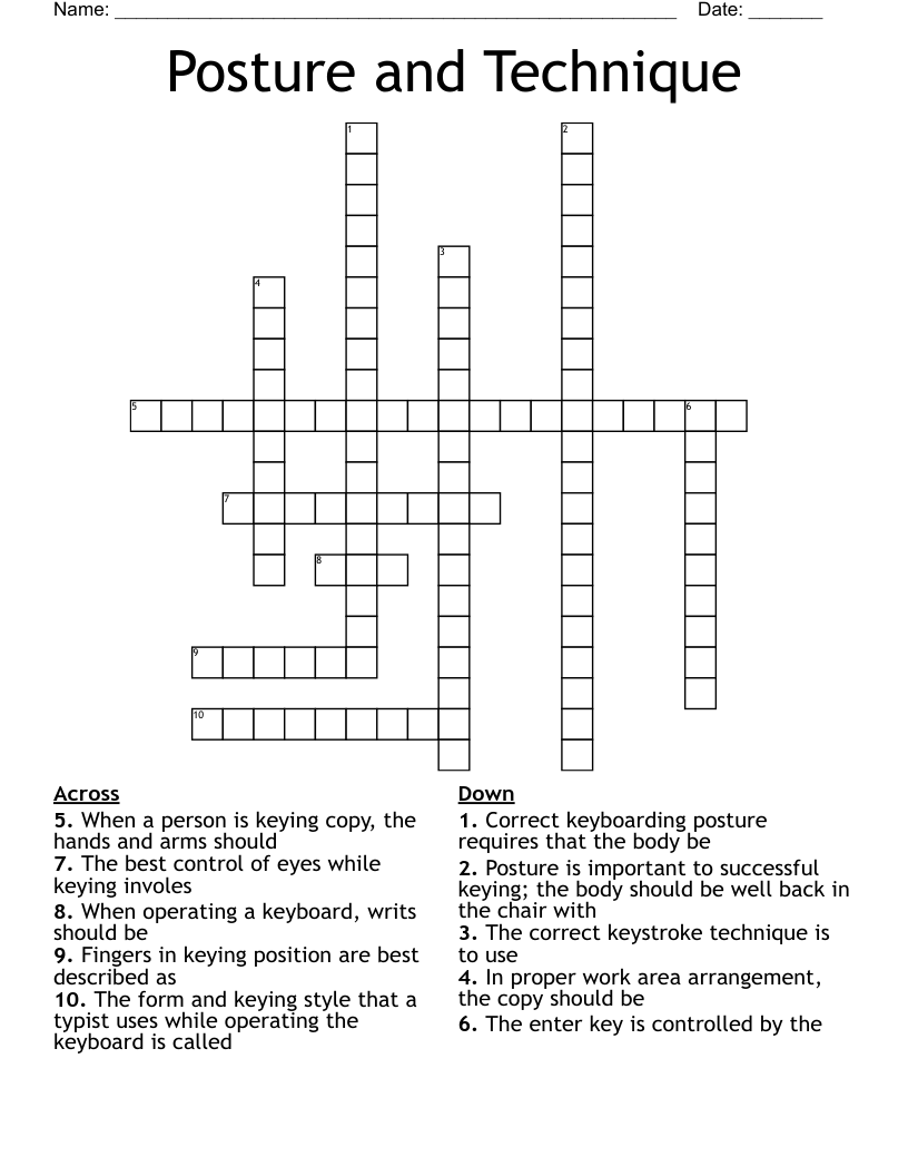 Posture and Technique Crossword WordMint