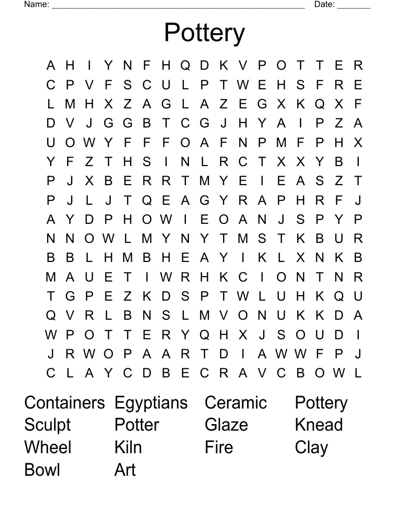 Crazy Glaze Ceramic Word Search WordMint