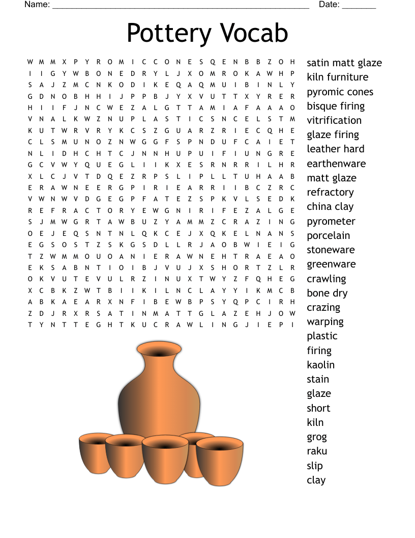 Pottery Vocab Word Search WordMint