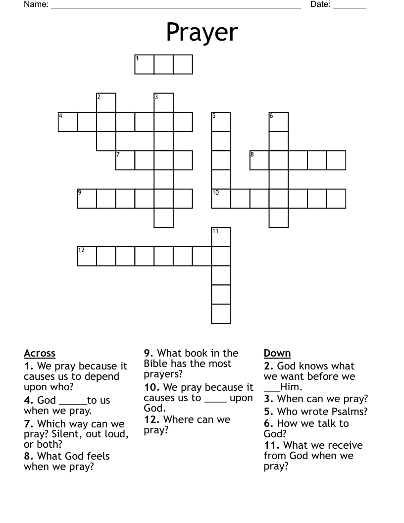 Prayer Crossword WordMint