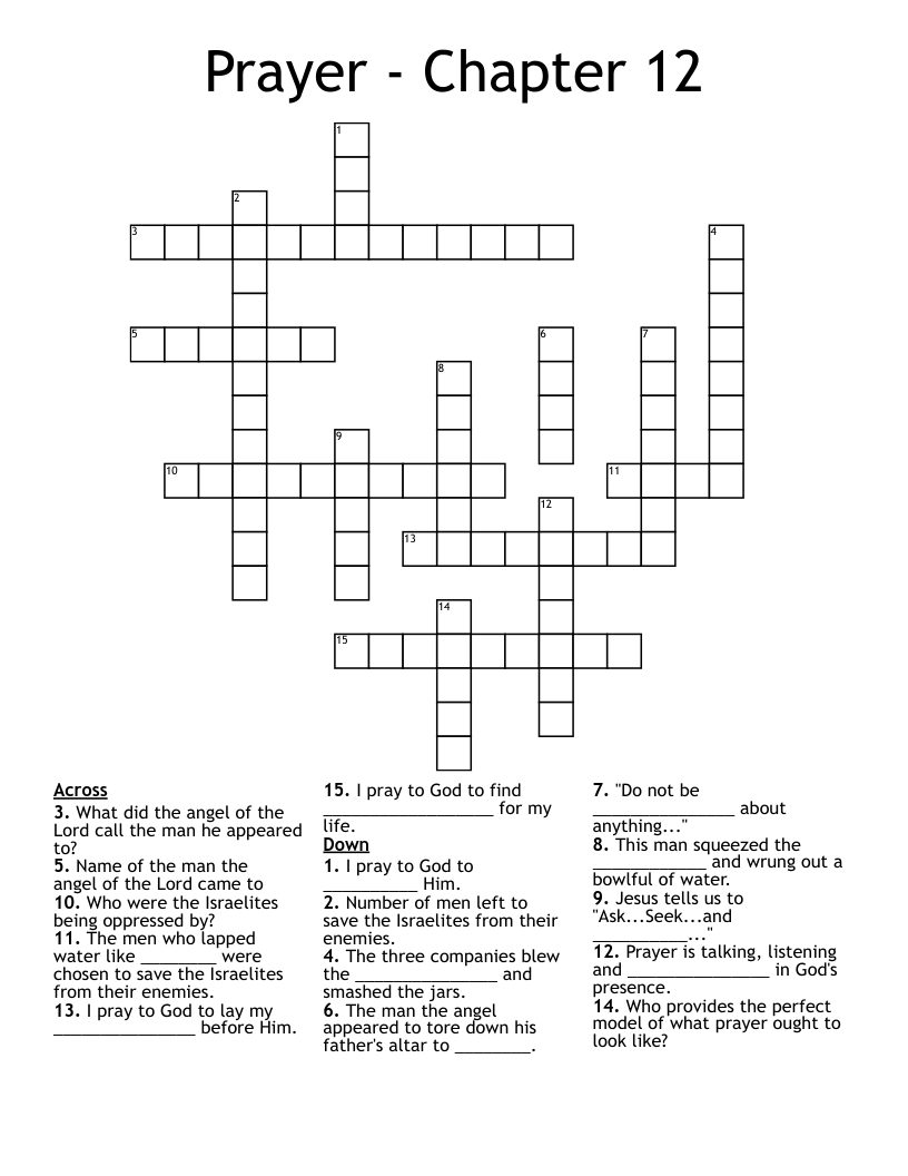 Prayer Chapter 12 Crossword WordMint