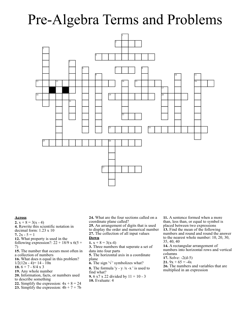 Fraction Crossword WordMint