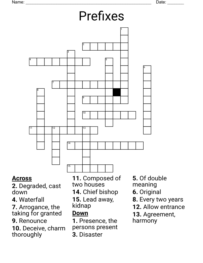 Prefixes Crossword WordMint