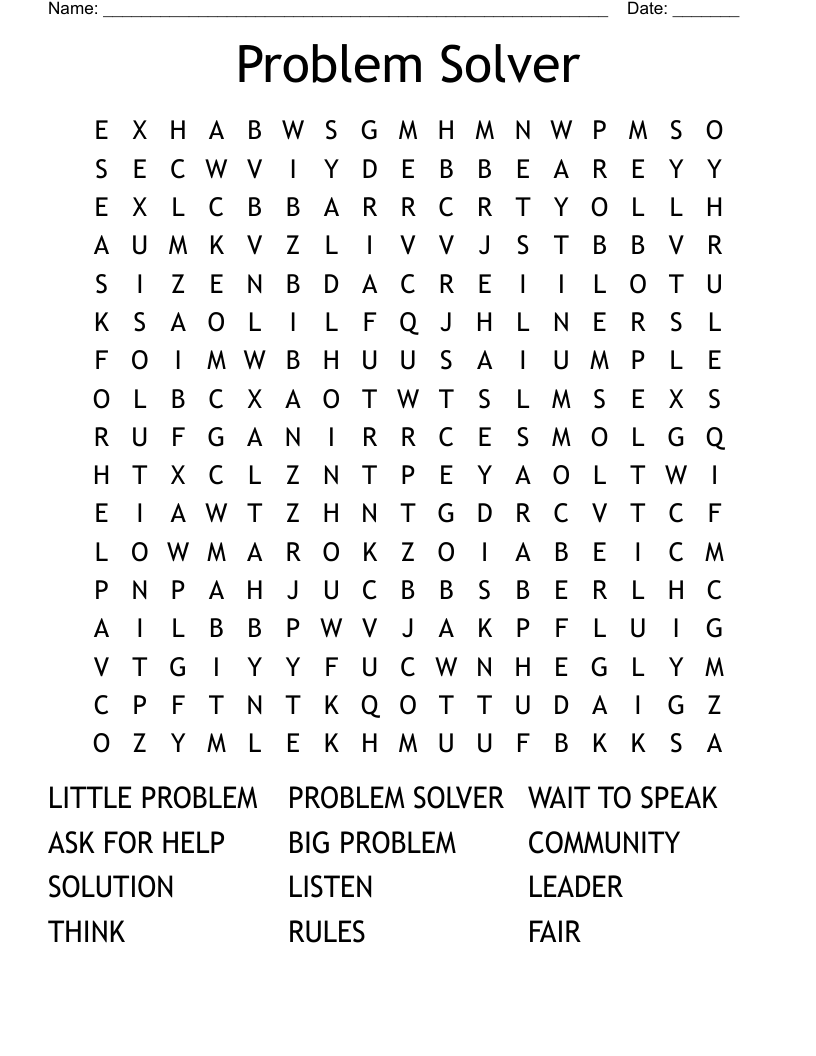 Problem Solver Word Search - WordMint