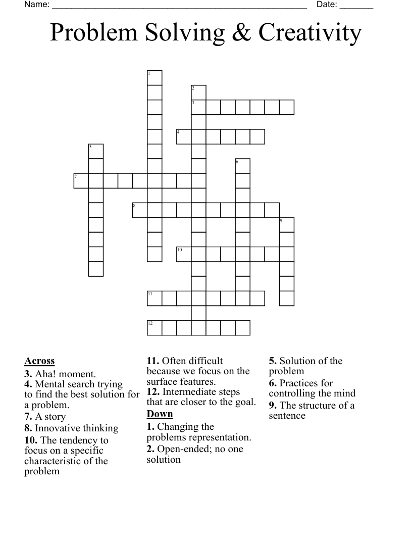 Problem Solving & Creativity Crossword WordMint