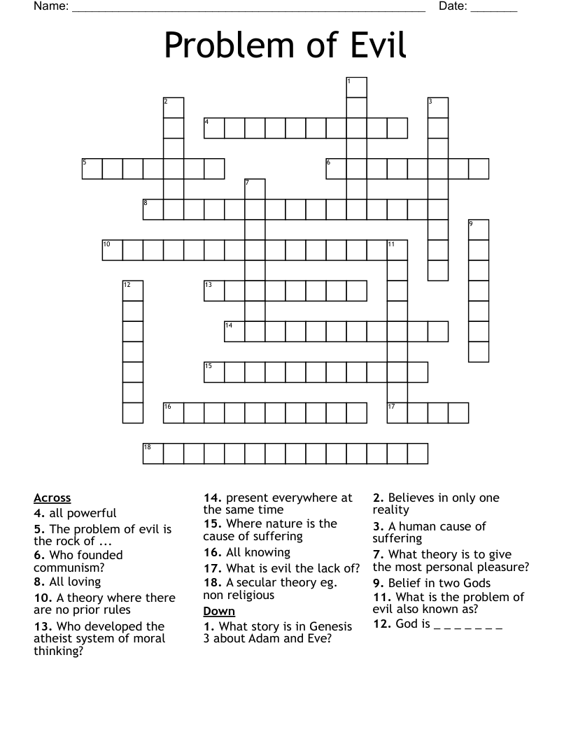 Evil and Suffering Word Search WordMint