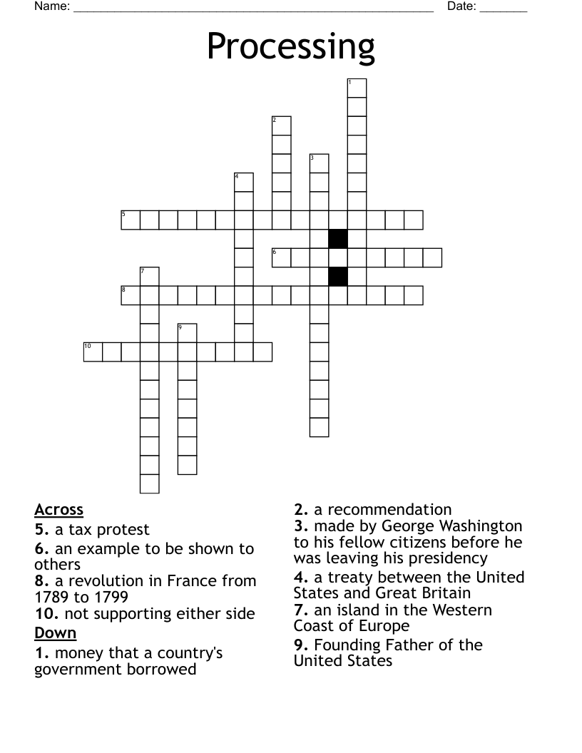 Processing Crossword WordMint