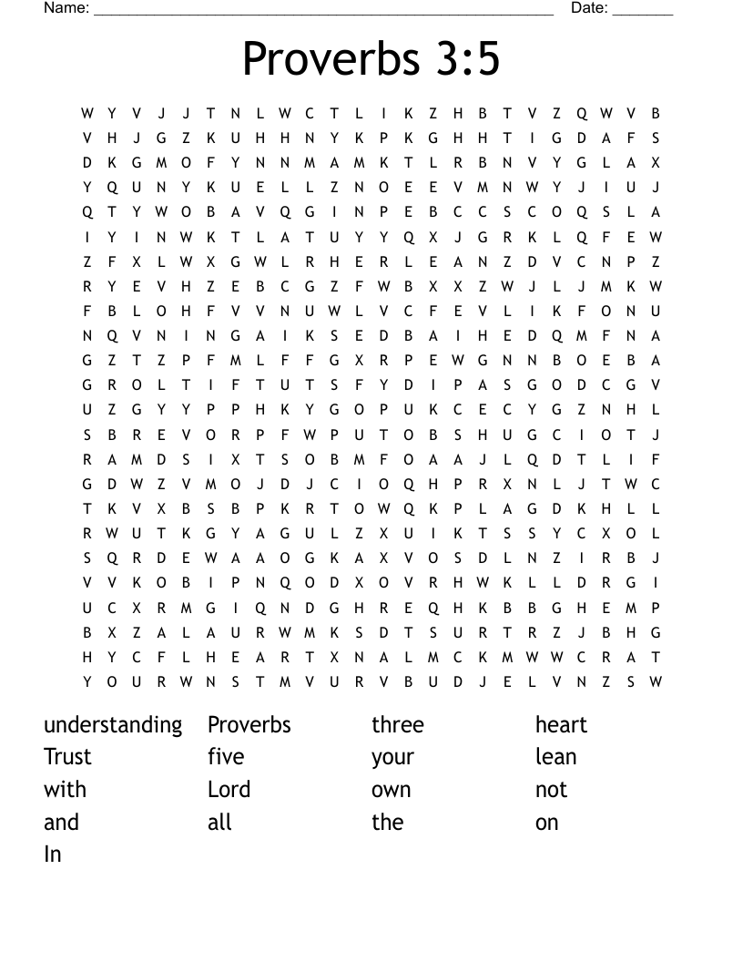 Proverbs 35 Word Search WordMint