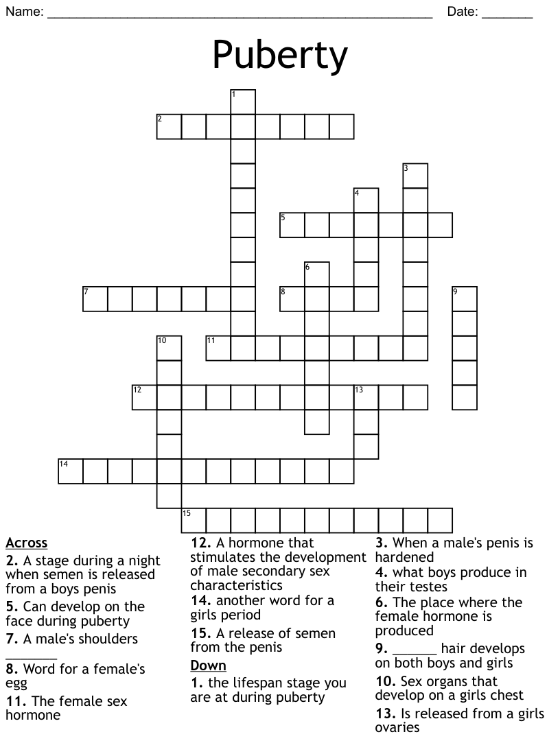 PUBERTY Crossword WordMint