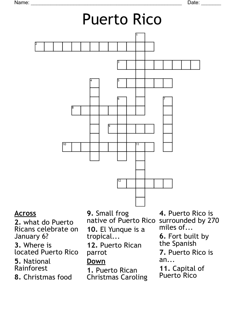 Puerto Rico Crossword WordMint