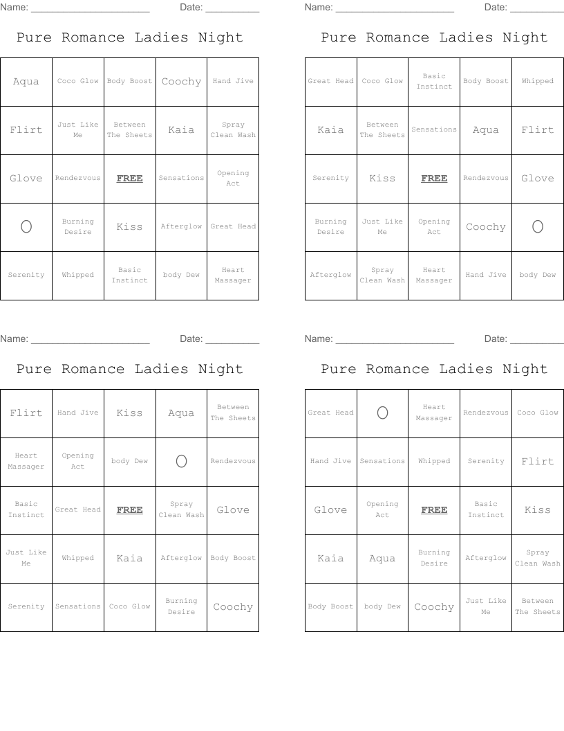 Product Bingo 4 WordMint