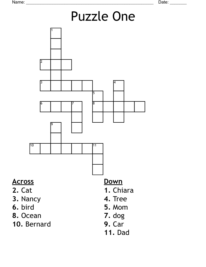 Puzzle One Crossword - WordMint