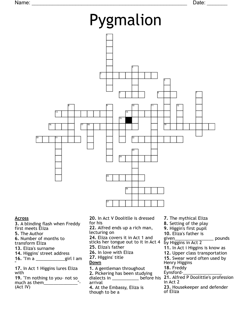 Pygmalion Word Search WordMint
