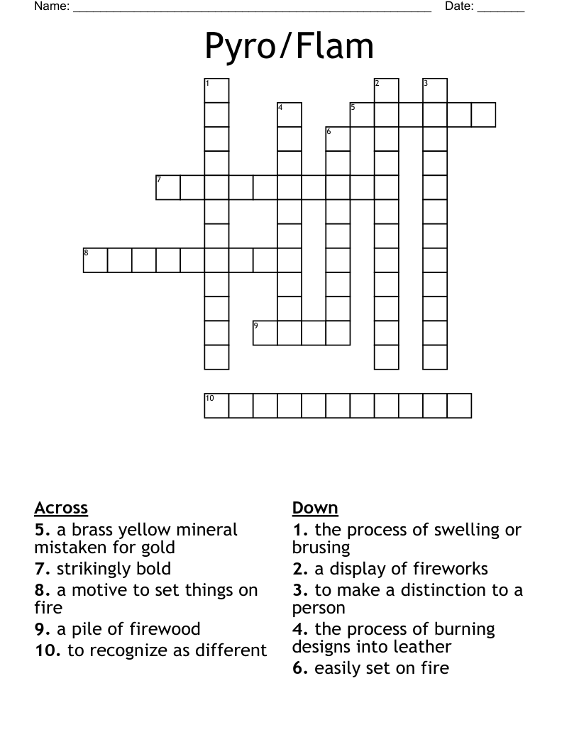 Pyro/Flam Crossword WordMint