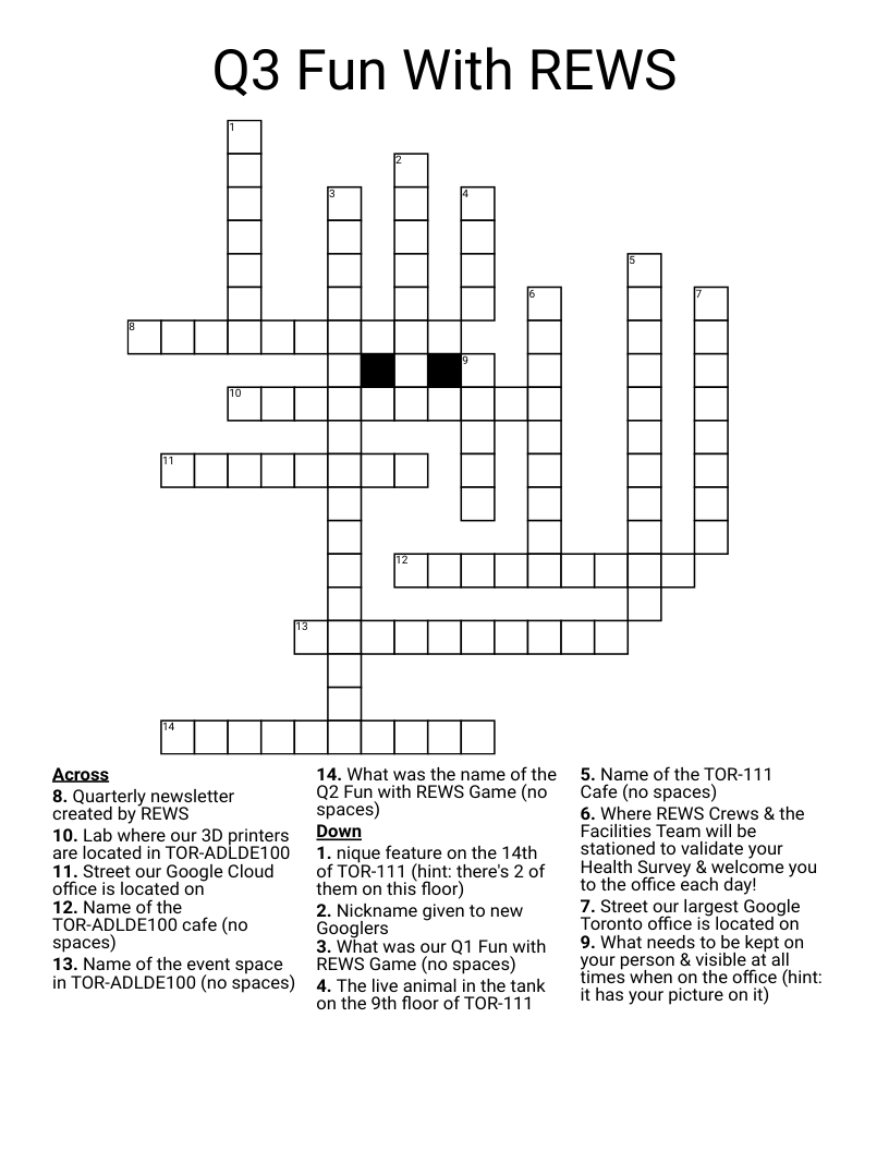 Q3 Fun With REWS Crossword - WordMint