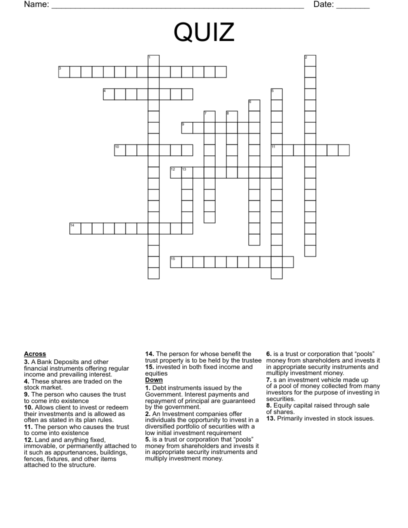 QUIZ Crossword WordMint