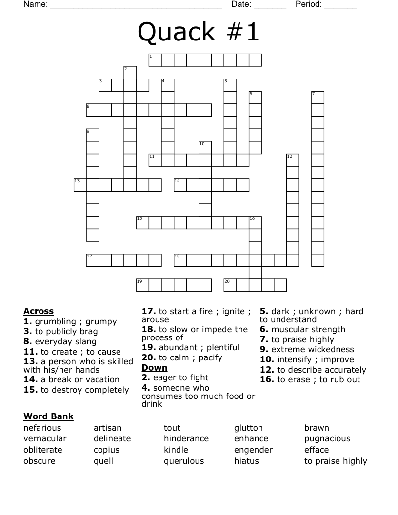 Quack 1 Crossword WordMint