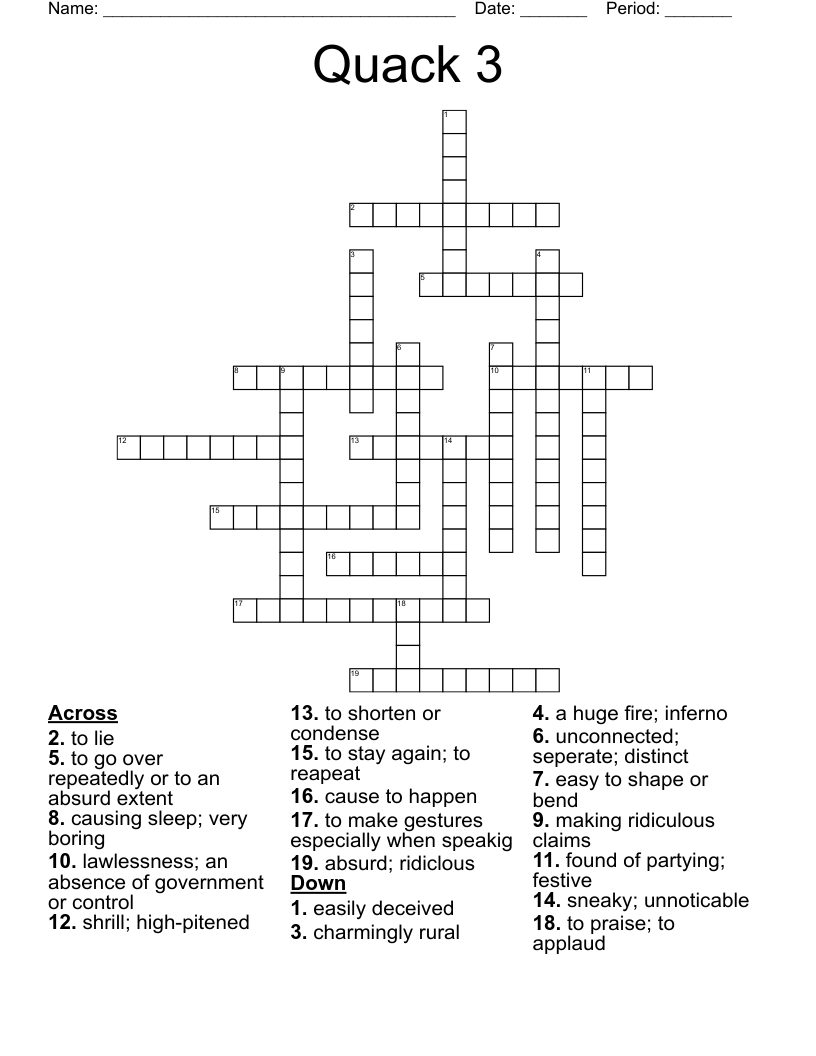 Quack 3 Crossword WordMint