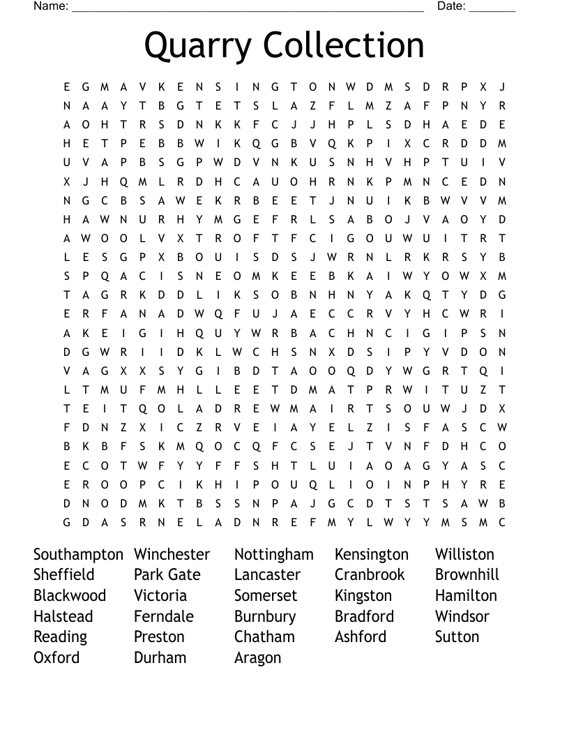 Quarry Collection Word Search WordMint