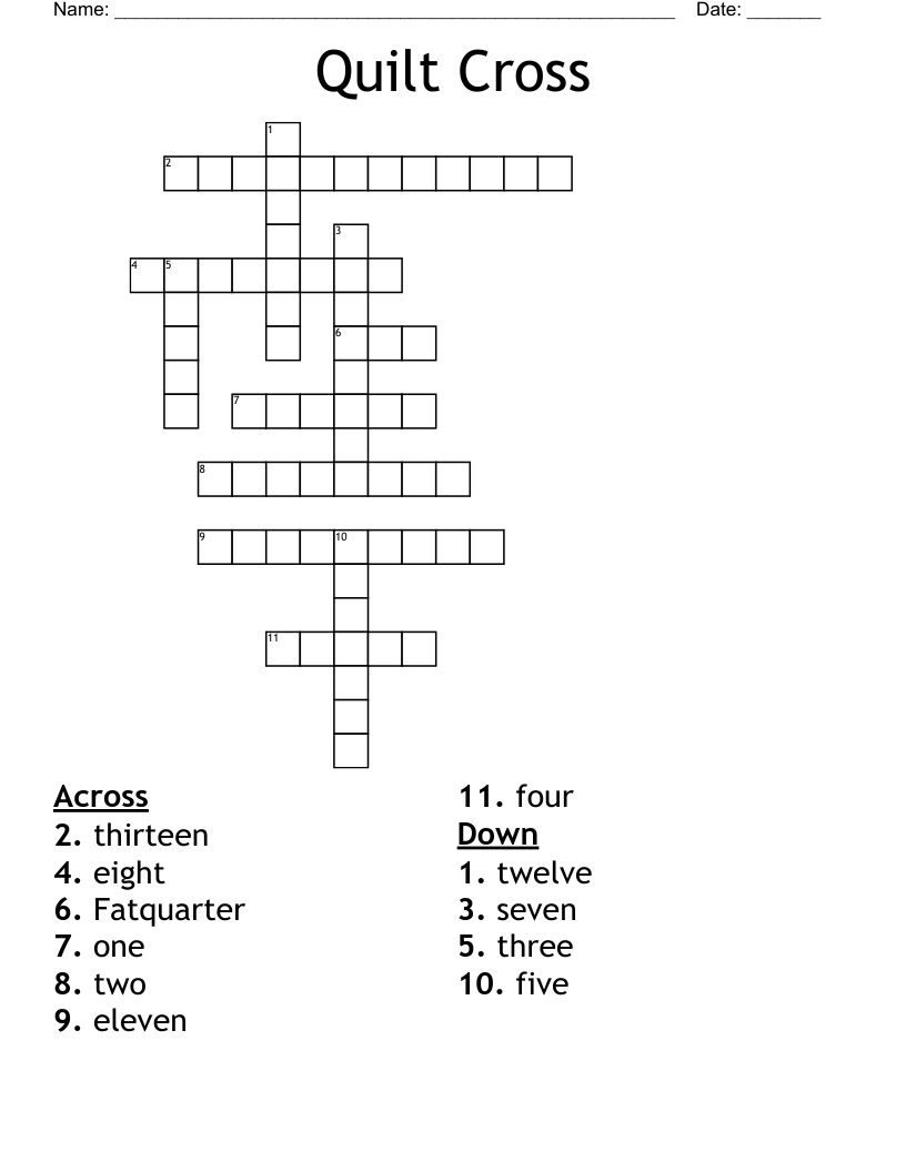 Quilt Cross Crossword WordMint