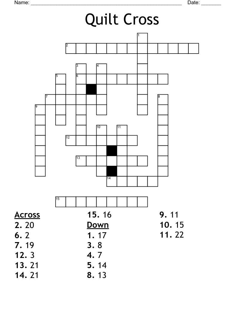 Quilt Cross Crossword WordMint