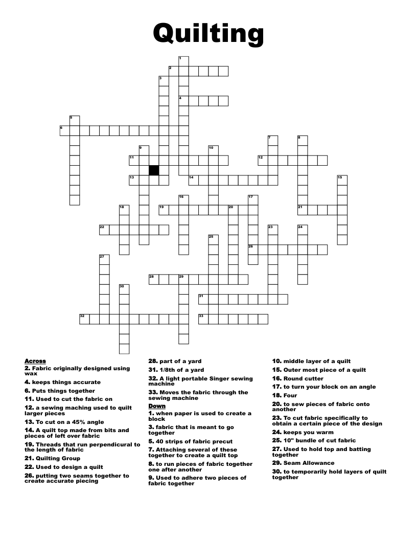 Gone Quilting Word Scramble WordMint