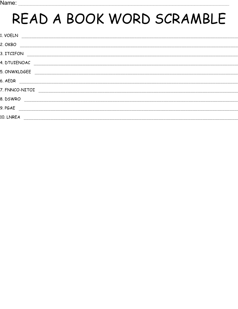 READ A BOOK WORD SCRAMBLE - WordMint