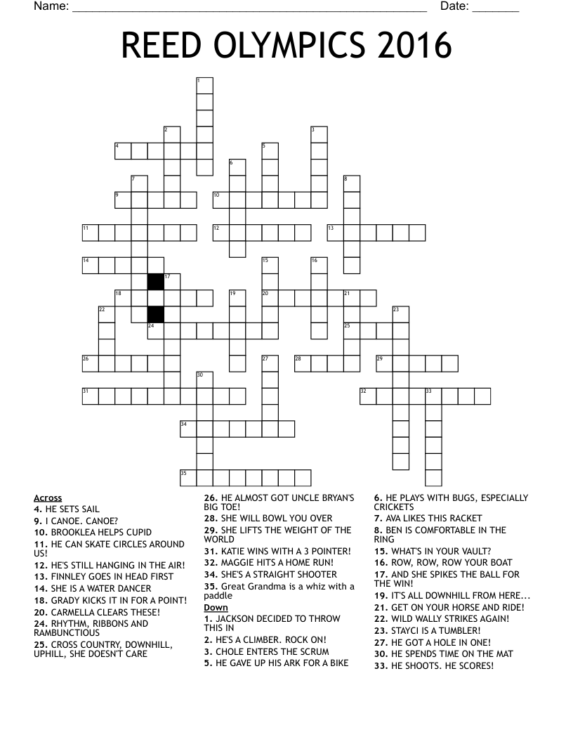 REED OLYMPICS 2016 Crossword WordMint