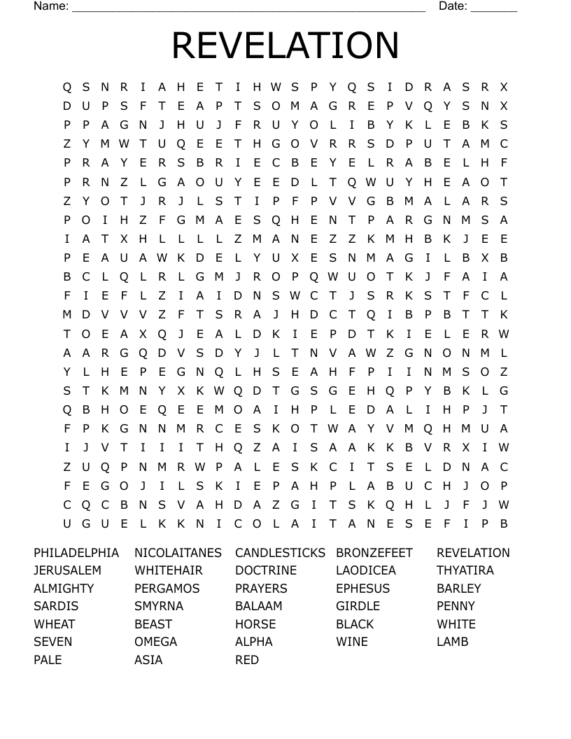 REVELATION Word Search WordMint