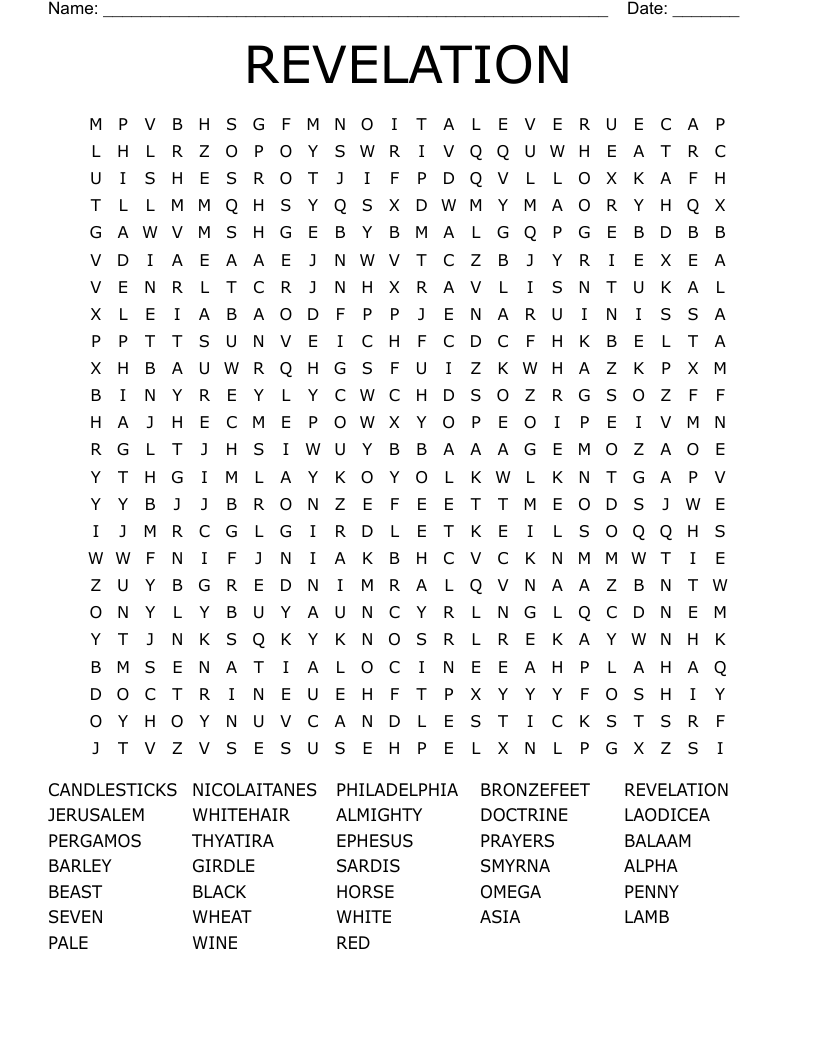 REVELATION Word Search WordMint