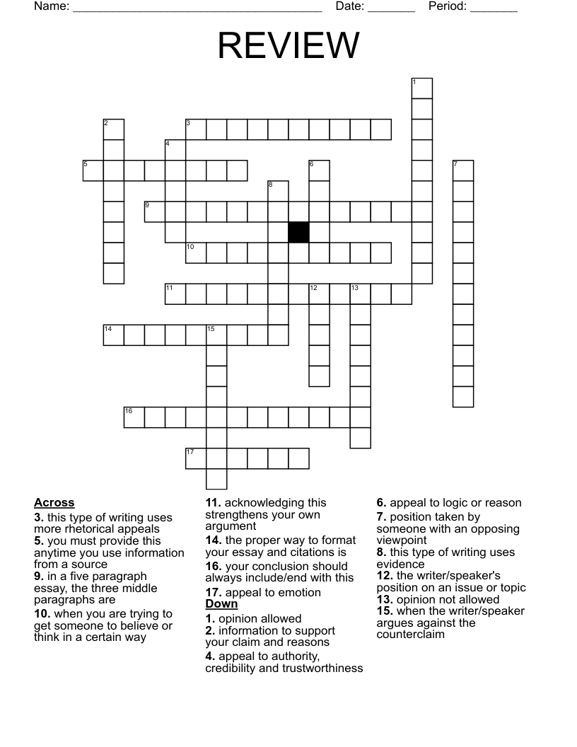 REVIEW Crossword - WordMint