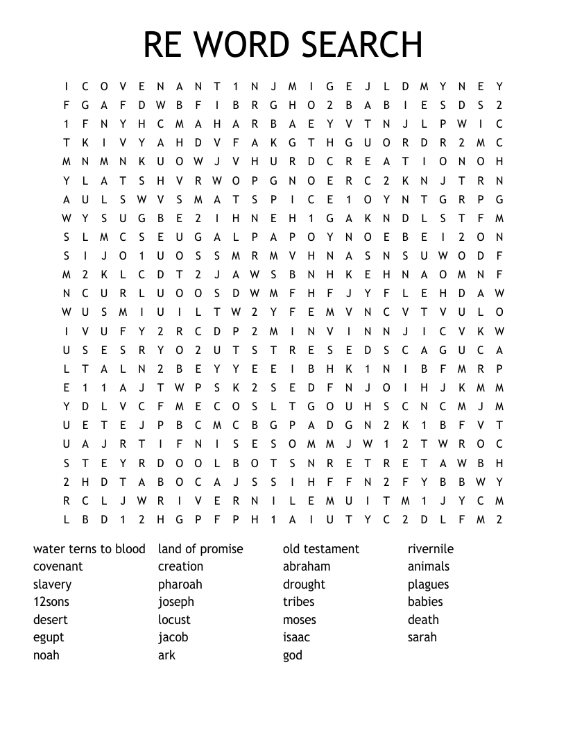 OLD TESTAMENT BOOK OF EXODUS Word Search WordMint