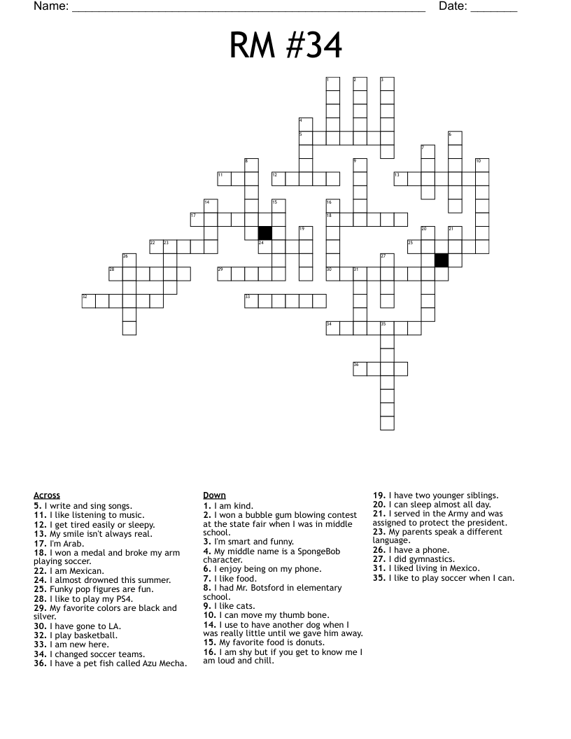 RM 34 Crossword WordMint