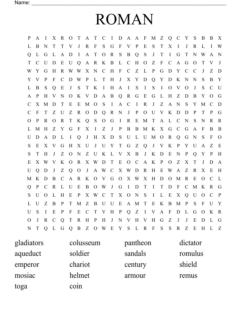 ROMAN Word Search WordMint