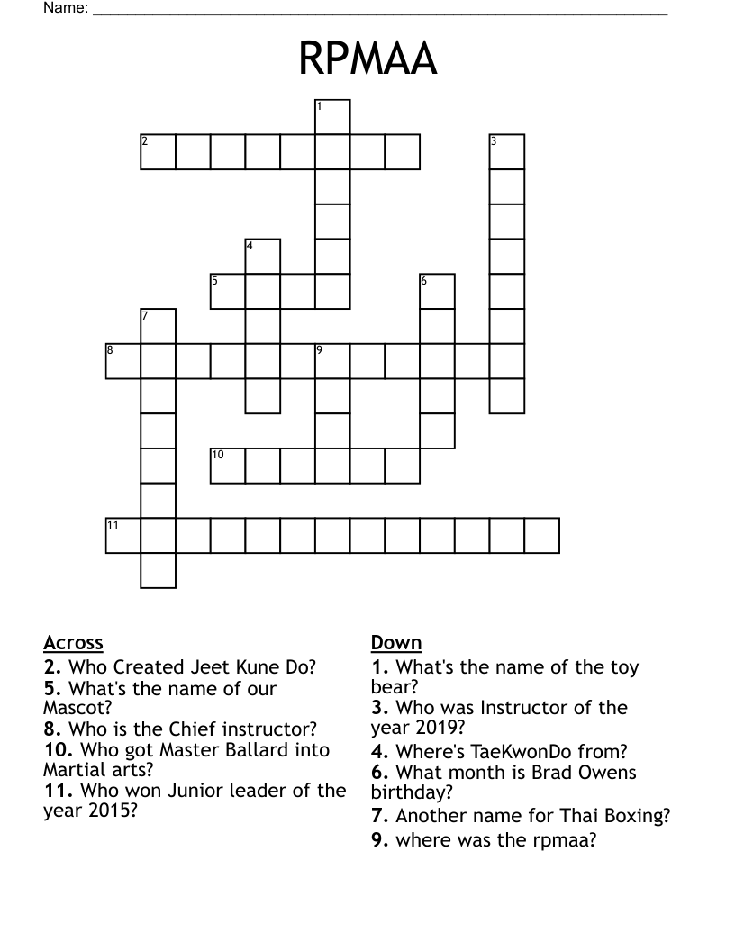 RPMAA Crossword WordMint