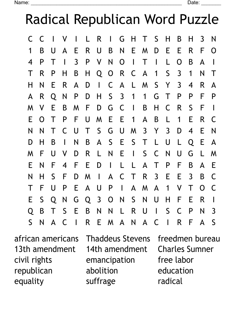 Radical Republican Word Puzzle Word Search WordMint