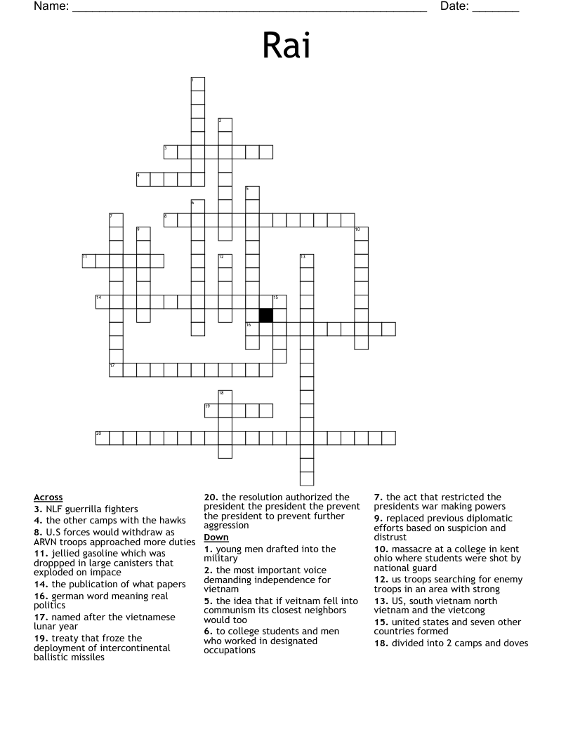 Rai Crossword WordMint