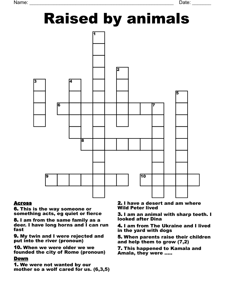 Raised As Livestock Crossword prntbl.concejomunicipaldechinu.gov.co