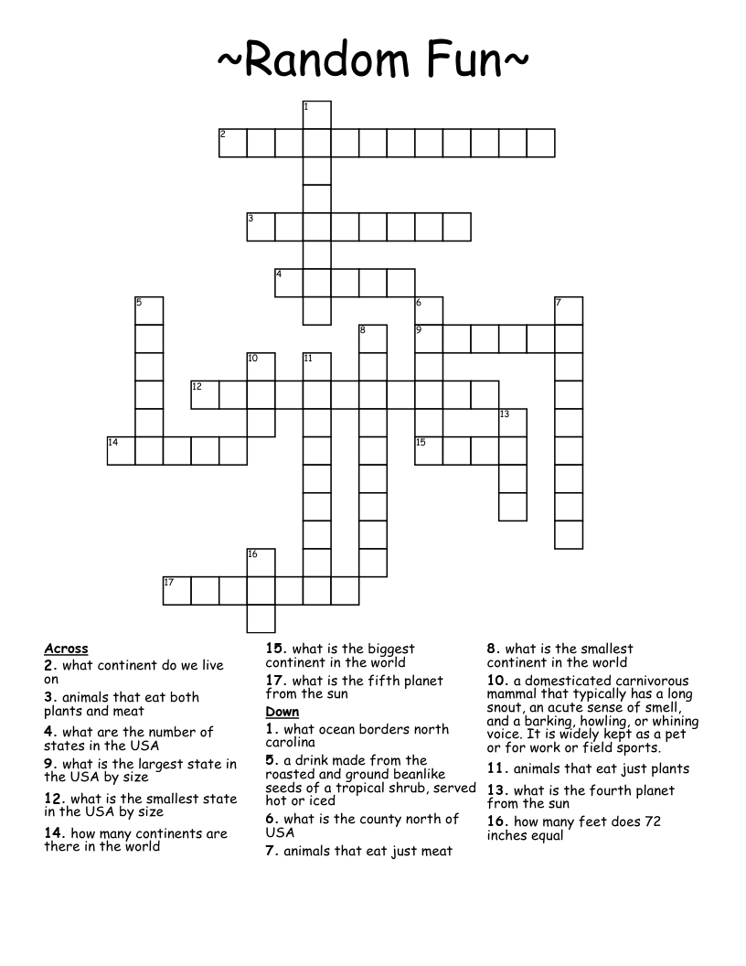 Random Fun Crossword WordMint