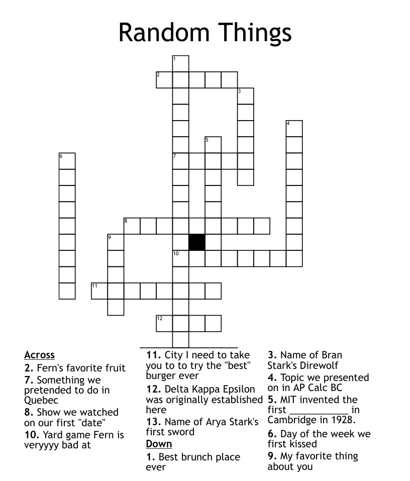 Random Things Crossword WordMint
